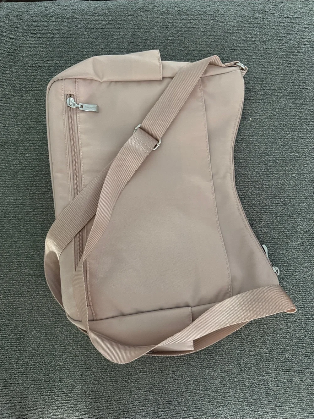 Soft Blush Hobo Bag with Front Zip Pockets